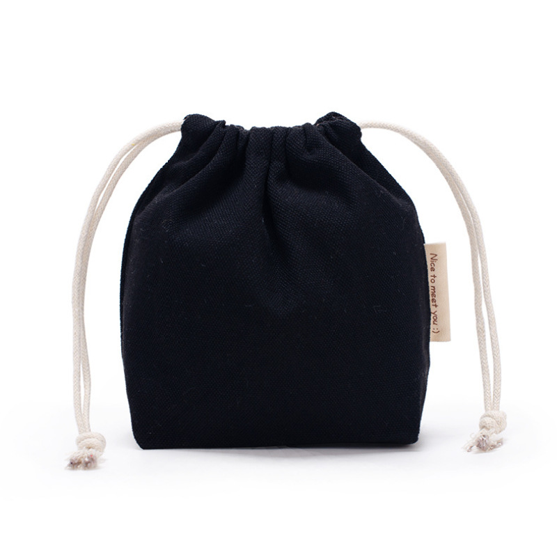 Plain Custom Logo Mini Jewelry Cotton Canvas Drawstring Gift Bag Pouch