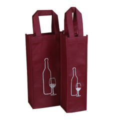 wholesale cheap factory price high quality  Custom logo printing   laminated  non woven bottle wine packing tote bag