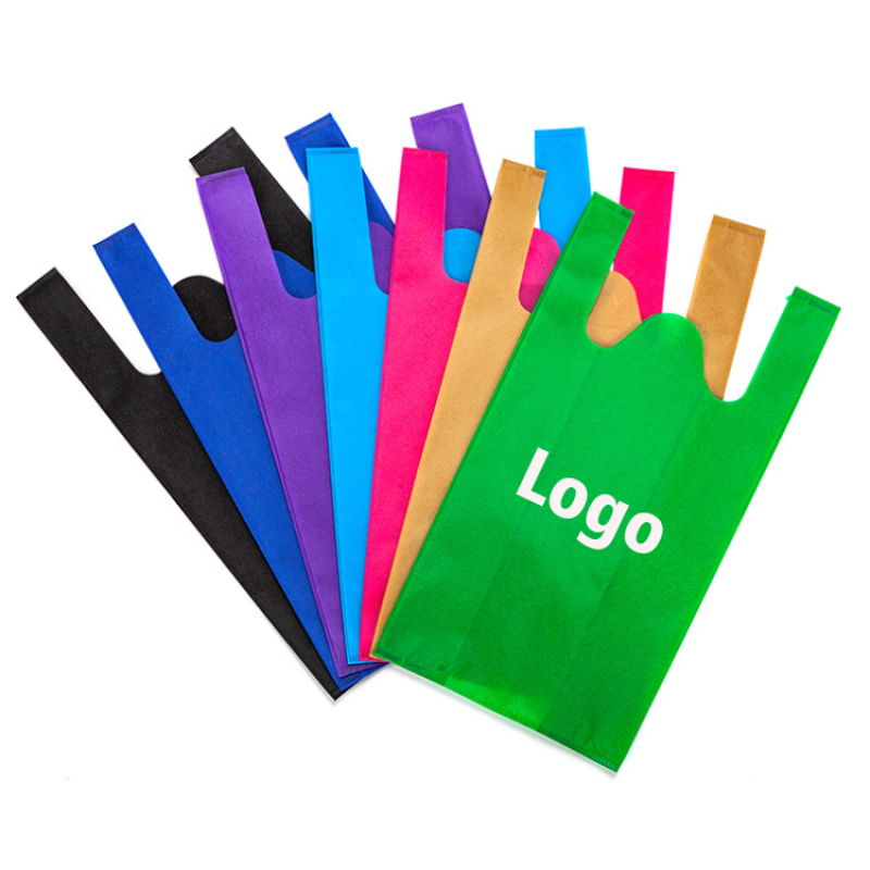 Hot Selling Popular Design  Reusable Die-cut Non Woven T shirt Shopping bag for Supermarket