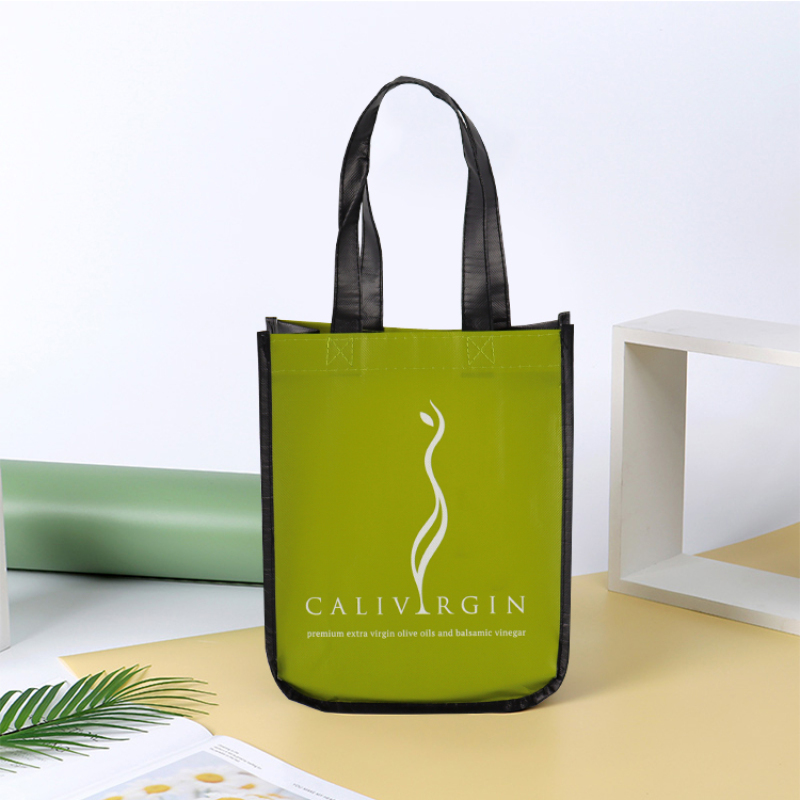 china professional Factory   promotional  Fashion style custom logo round corner   laminated non woven tote bag