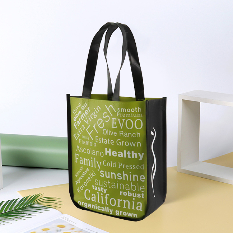 china professional Factory   promotional  Fashion style custom logo round corner   laminated non woven tote bag