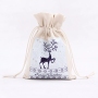 christmas custom printed small canvas cotton drawstring gift pouch bags