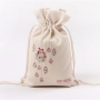 christmas custom printed small canvas cotton drawstring gift pouch bags
