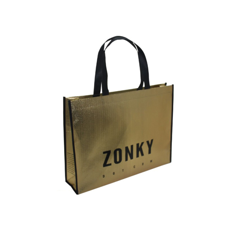silver gold print  womens tote reusable non woven fabric bags  Metallic Foil Laminated shopping bag