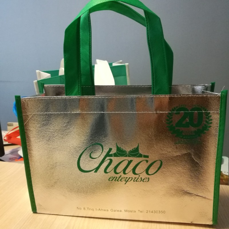 silver gold print  womens tote reusable non woven fabric bags  Metallic Foil Laminated shopping bag