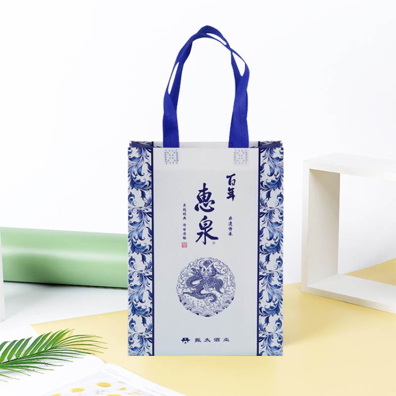 Advertising eco friendly recycled custom pp laminated non woven wine shopping bags