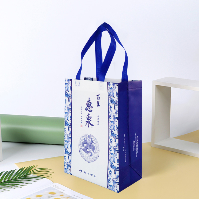Advertising eco friendly recycled custom pp laminated non woven wine shopping bags
