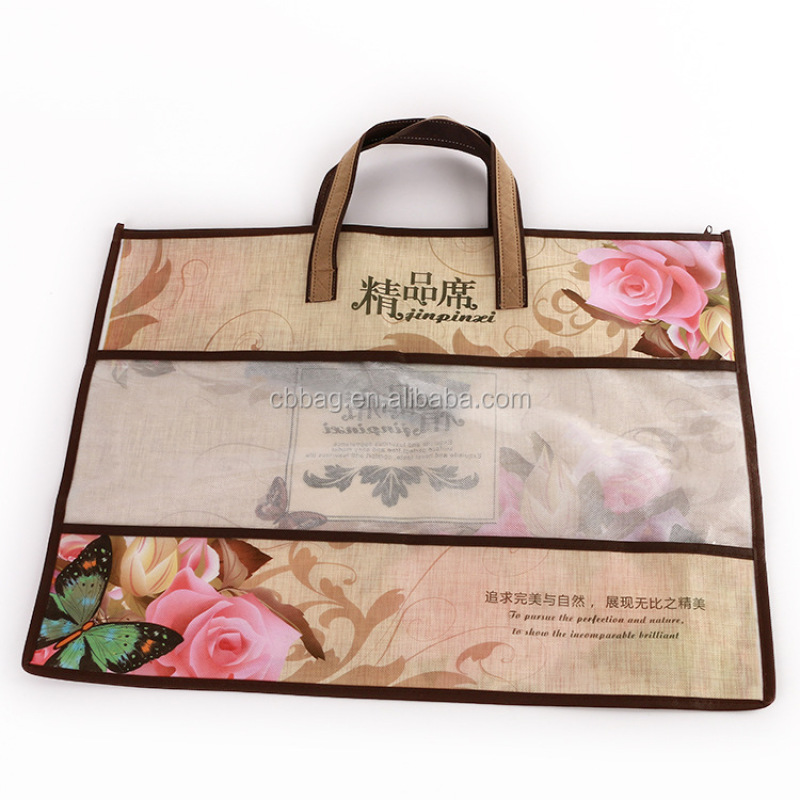2018 promotional custom pp laminated non woven quilt bedding bag, pillow packaging bag