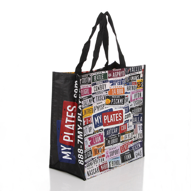 Custom Design Reusable Foldable PP Laminated Woven Fabric Grocery Shopping Bag
