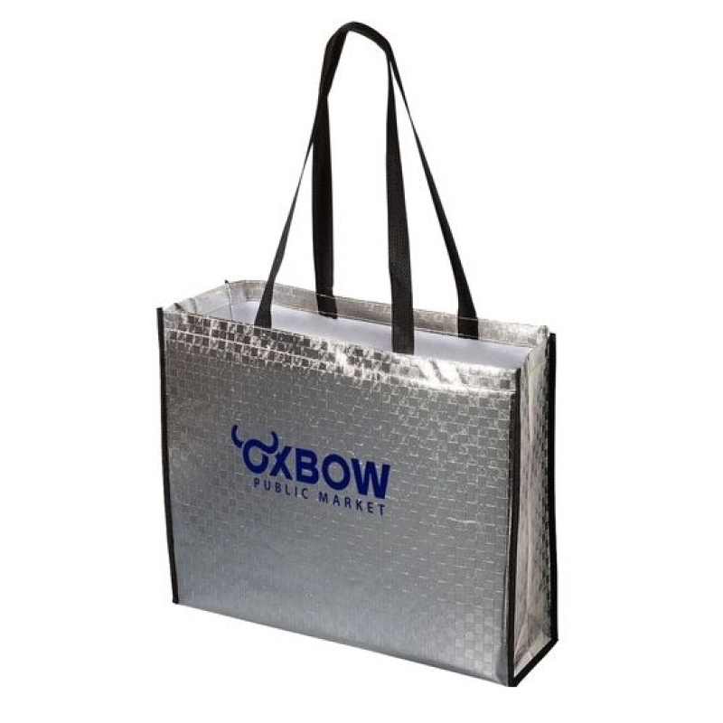wholesale fashion customized logo printing promotional metallic reusable shopping bag