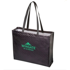 wholesale fashion customized logo printing promotional metallic reusable shopping bag