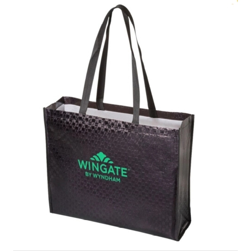 wholesale fashion customized logo printing promotional metallic reusable shopping bag
