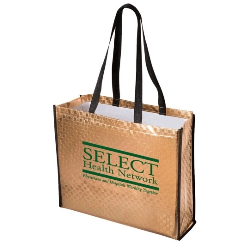 wholesale fashion customized logo printing promotional metallic reusable shopping bag