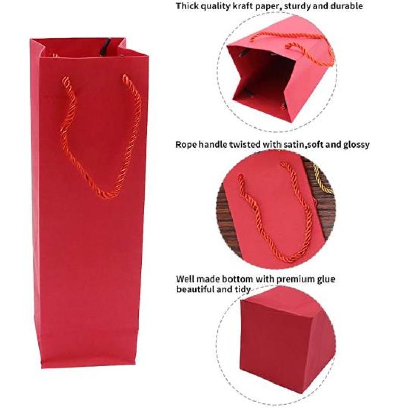 Q4  Paper Wine Tote bag Gift Bags 1 Bottle  with Handles Wine Carrier Tote Bag  Insulated  Wine/Water Bottle Holder