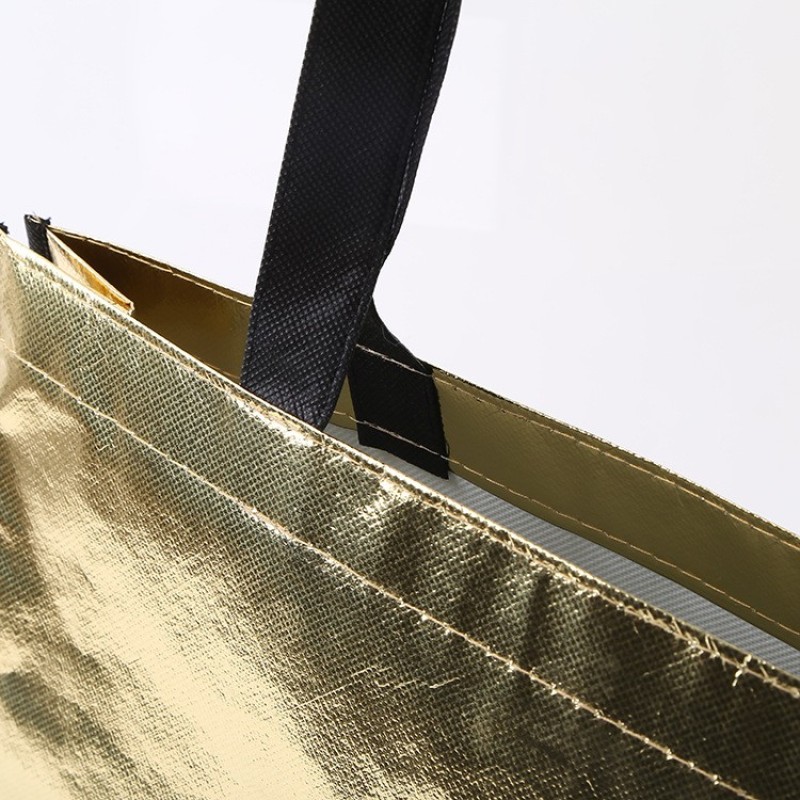 cheap price manufacturer fashional womens tote reusable non woven fabric bags  Metallic Foil Laminated shopping bag