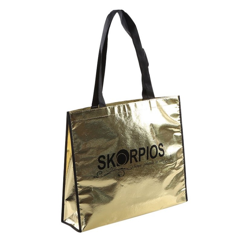 cheap price manufacturer fashional womens tote reusable non woven fabric bags  Metallic Foil Laminated shopping bag