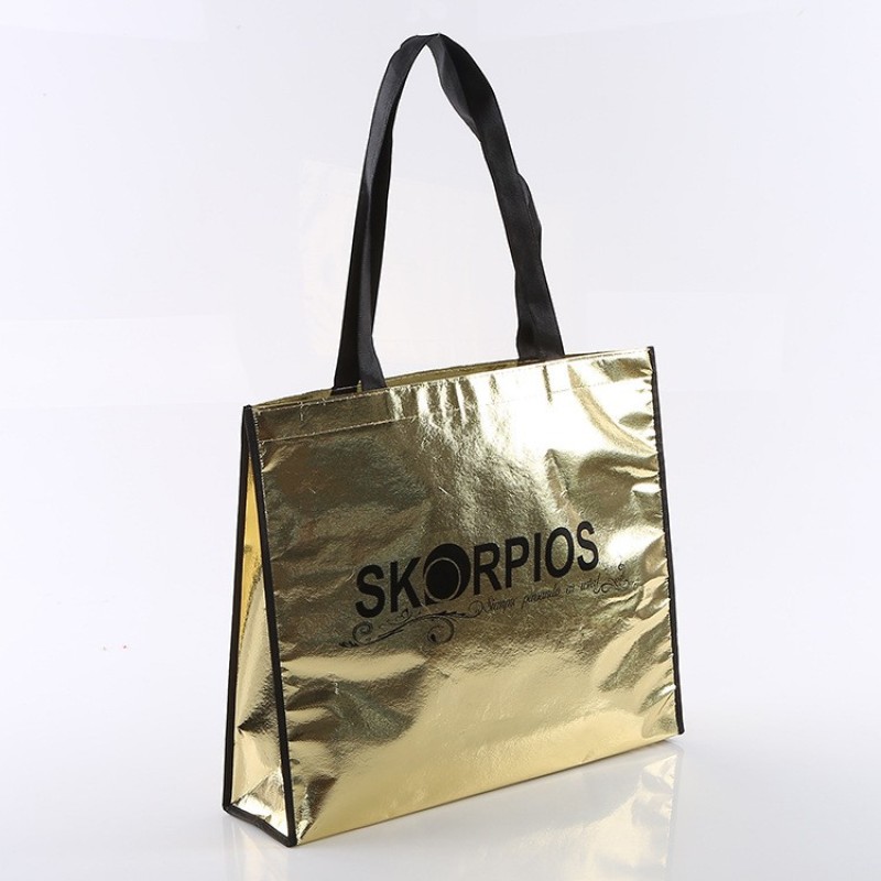 cheap price manufacturer fashional womens tote reusable non woven fabric bags  Metallic Foil Laminated shopping bag