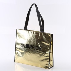 cheap price manufacturer fashional womens tote reusable non woven fabric bags  Metallic Foil Laminated shopping bag