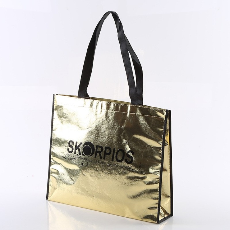 cheap price manufacturer fashional womens tote reusable non woven fabric bags  Metallic Foil Laminated shopping bag