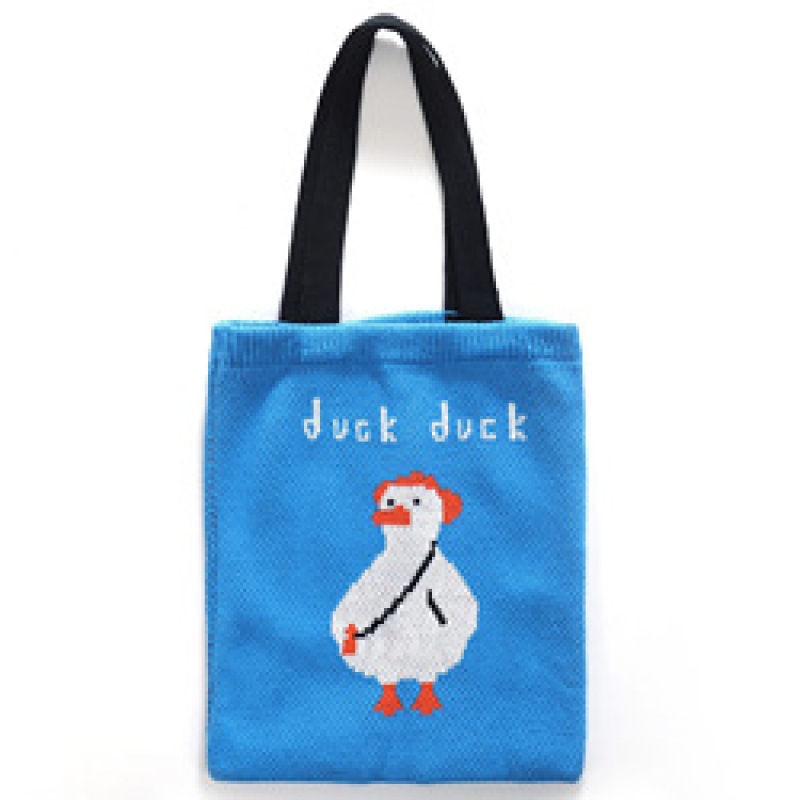 INS Winter Korean Style Cute Animal Lady Knitted Bohemian Chic Shoulder Bag Crochet Woolen Reusable Shopping Tote Bag For Women
