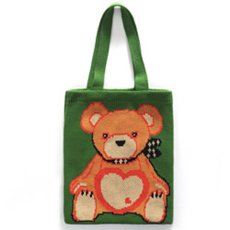 INS Winter Korean Style Cute Animal Lady Knitted Bohemian Chic Shoulder Bag Crochet Woolen Reusable Shopping Tote Bag For Women