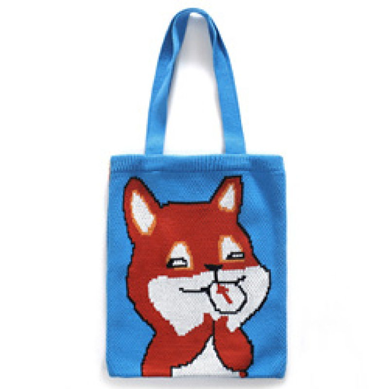 INS Winter Korean Style Cute Animal Lady Knitted Bohemian Chic Shoulder Bag Crochet Woolen Reusable Shopping Tote Bag For Women