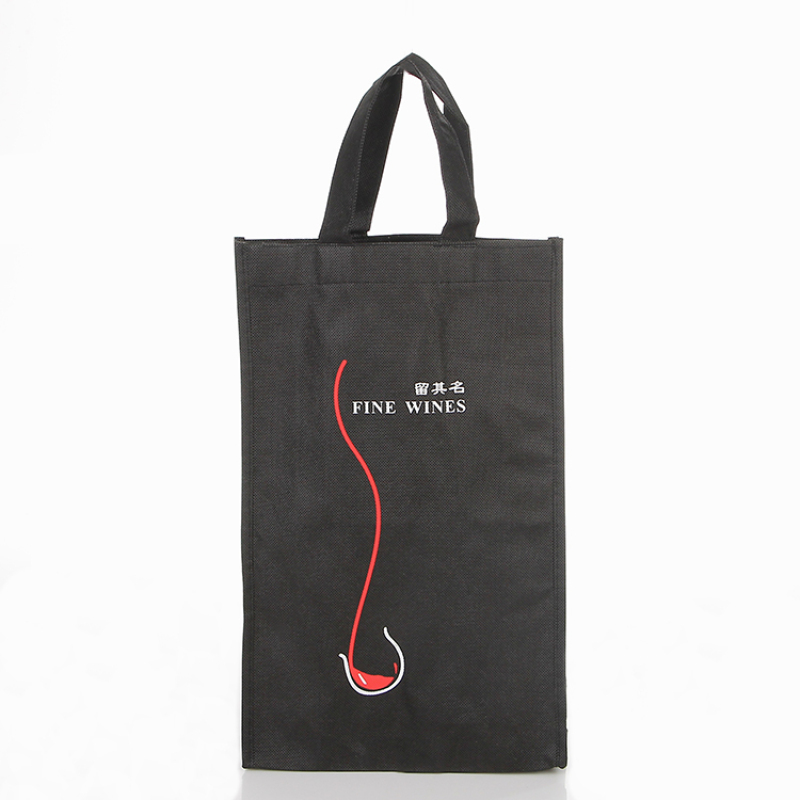 High quality sublimation custom logo printed single bottle wine non woven wine shopping bags