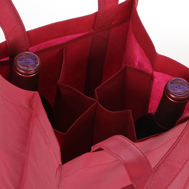 High quality sublimation custom logo printed single bottle wine non woven wine shopping bags
