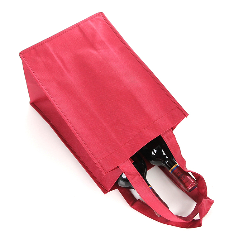 High quality sublimation custom logo printed single bottle wine non woven wine shopping bags