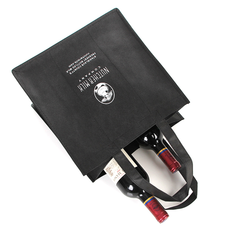 High quality sublimation custom logo printed single bottle wine non woven wine shopping bags