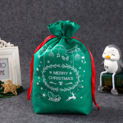 amazon hot selling custom printing christmas candy non woven drawstring gift bag