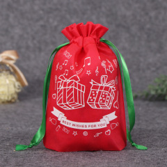 amazon hot selling custom printing christmas candy non woven drawstring gift bag