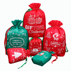 amazon hot selling custom printing christmas candy non woven drawstring gift bag