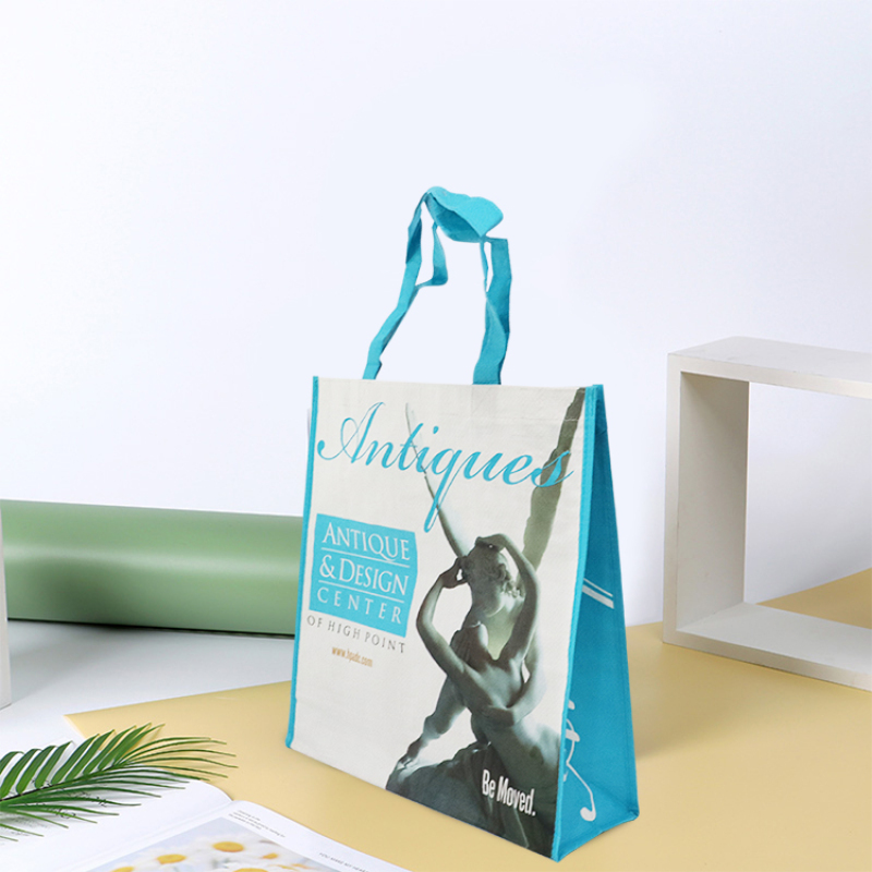 Wholesale Custom Reusable Eco Friendly Recycled Folding Laminated RPET PP Woven Shopping Tote Bag