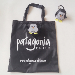 wholesale custom logo cute penguin reusable polyester foldable shopping bag
