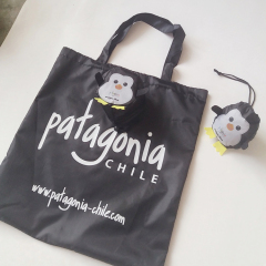 wholesale custom logo cute penguin reusable polyester foldable shopping bag