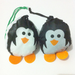 wholesale custom logo cute penguin reusable polyester foldable shopping bag