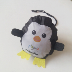 wholesale custom logo cute penguin reusable polyester foldable shopping bag