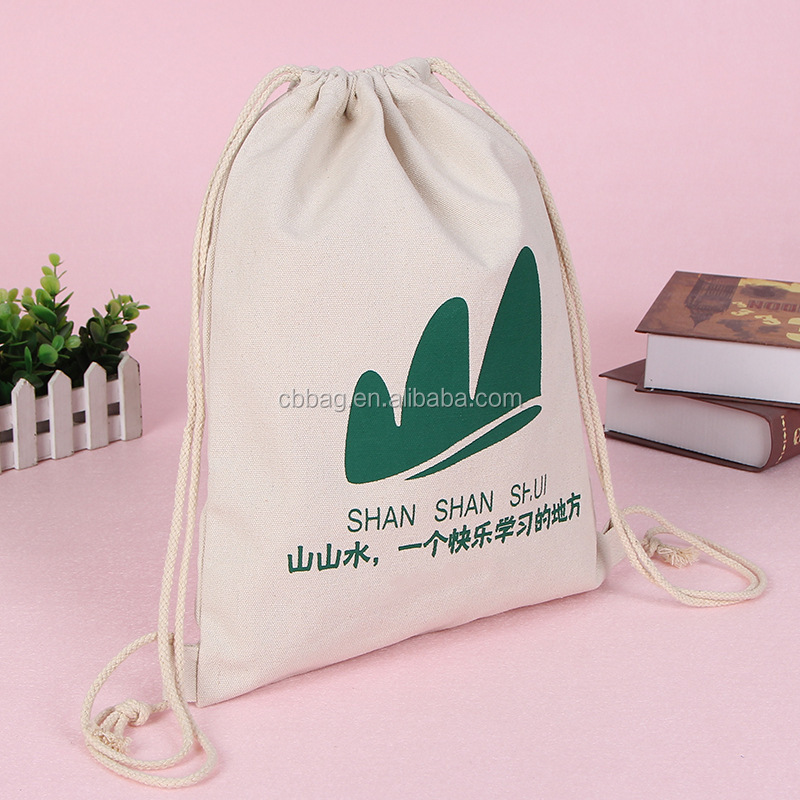 2018 fashion custom cotton canvas sport drawstring packaging bag backpack
