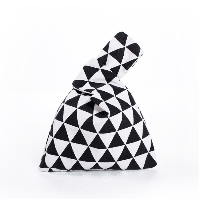 Factory Wholesale Fashion Women Knot Wrist Bag Custom Mini Cotton Linen Tote Bag