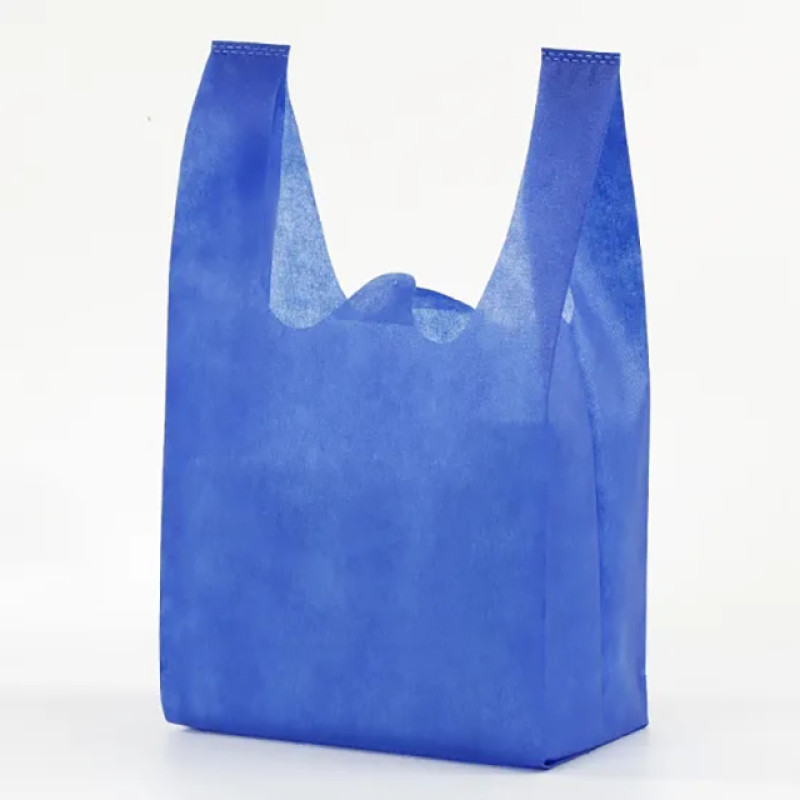 Reusable W Die-cut OEM   Non Woven T shirt Shopping bag for Supermarket