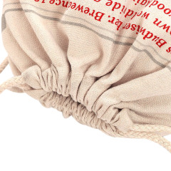 Promotional  wholesale custom logo  printing reusable  nature color  canvas cotton backpack style sports  drawstring bags