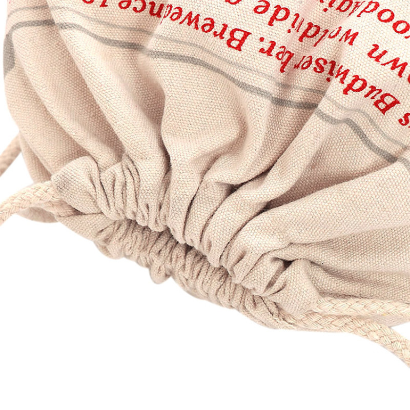 Promotional  wholesale custom logo  printing reusable  nature color  canvas cotton backpack style sports  drawstring bags