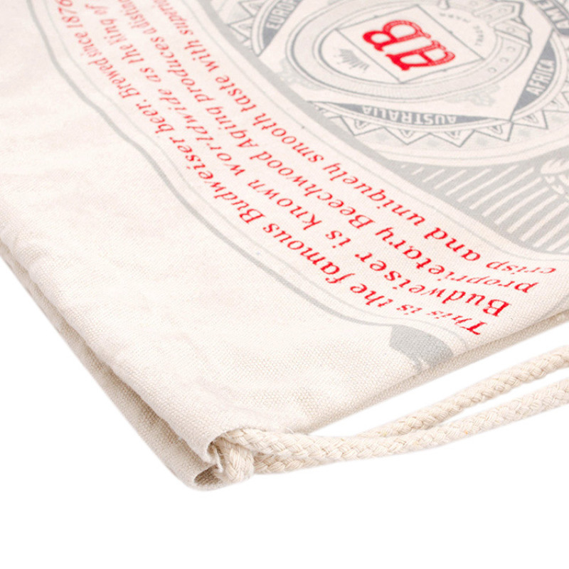 Promotional  wholesale custom logo  printing reusable  nature color  canvas cotton backpack style sports  drawstring bags
