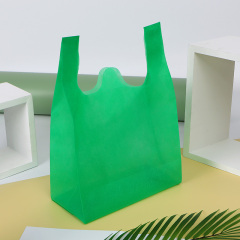 Reusable ECO Non woven Fabric Carry Supermarket Vest Bag Non-woven T- shirt bag For Supermarket Shopping