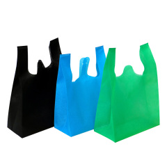 Reusable ECO Non woven Fabric Carry Supermarket Vest Bag Non-woven T- shirt bag For Supermarket Shopping
