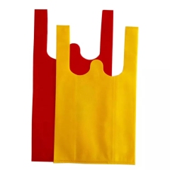 Promotional portable reusable custom logo supermarket non woven thank you t shirt shopping bag