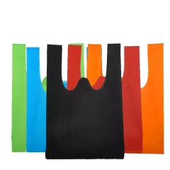 Promotional portable reusable custom logo supermarket non woven thank you t shirt shopping bag