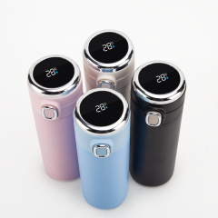 Custom color logo 420ml stainless steel insulated vacuum flasks double wall smart water bottle with bounce lid