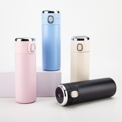 Custom color logo 420ml stainless steel insulated vacuum flasks double wall smart water bottle with bounce lid